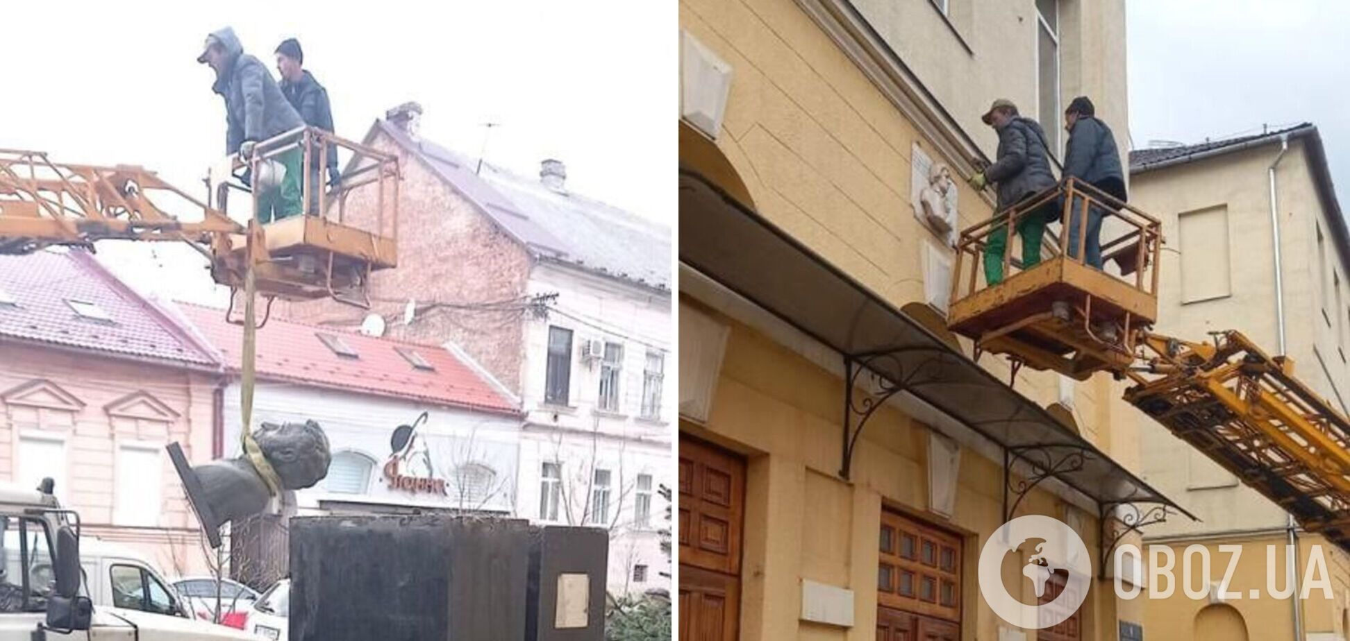 'Я помню чудное мгновенье – ракета прилетела в дом': в Мукачево демонтировали памятник Пушкину. Фото
