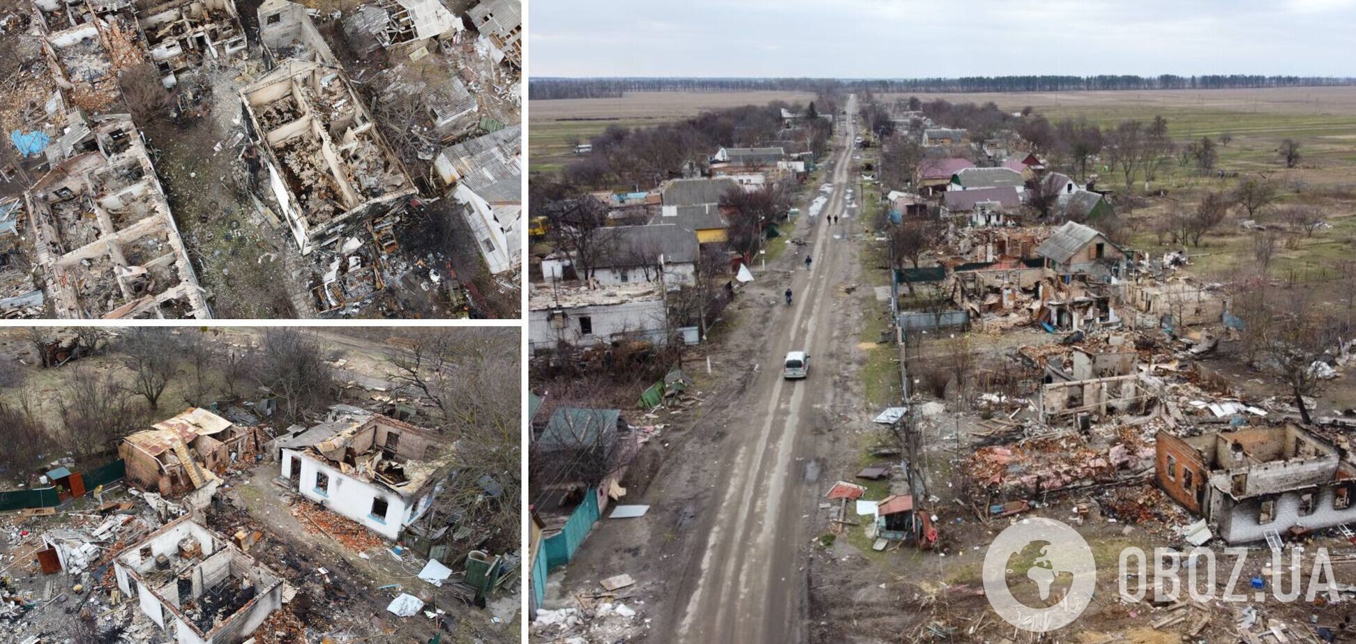 Большинство зданий в поселке разрушены оккупантами