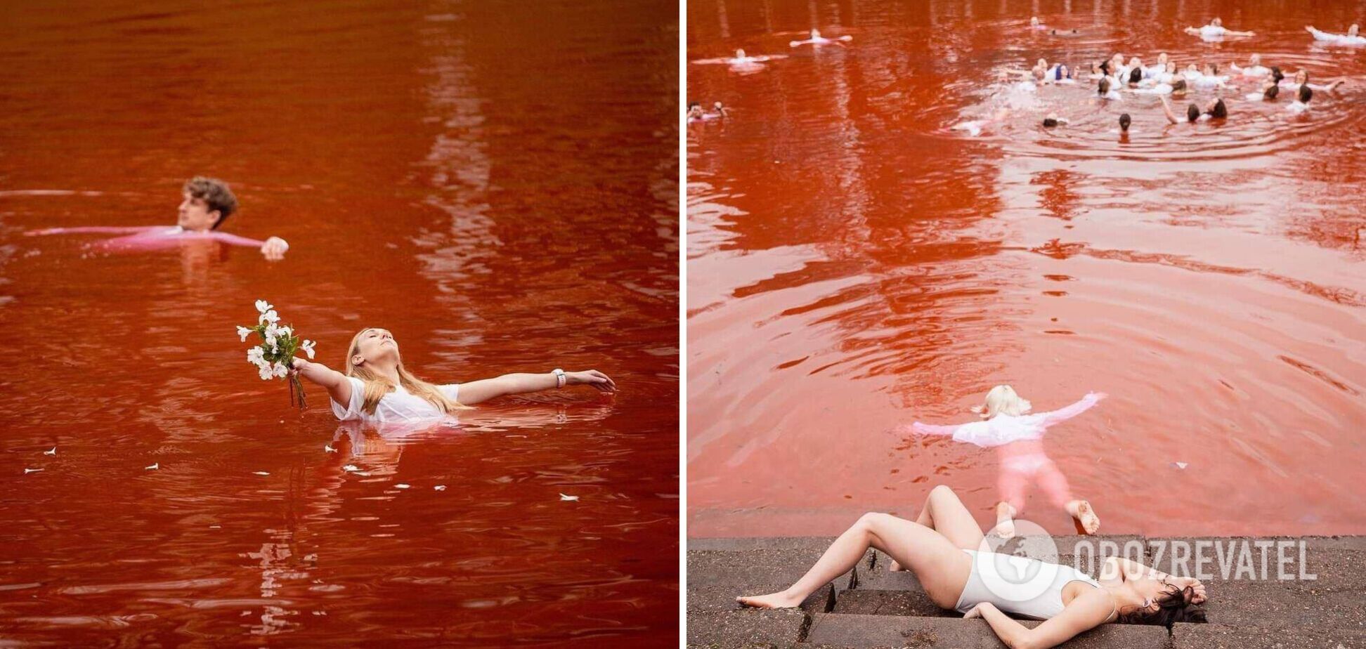 Литовці влаштували криваве видовище перед вікнами посольства РФ у Вільнюсі на підтримку України. Фото