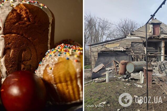 На Київщині пенсіонерка пекла паски на руїнах свого будинку, зруйнованого окупантами. Фото