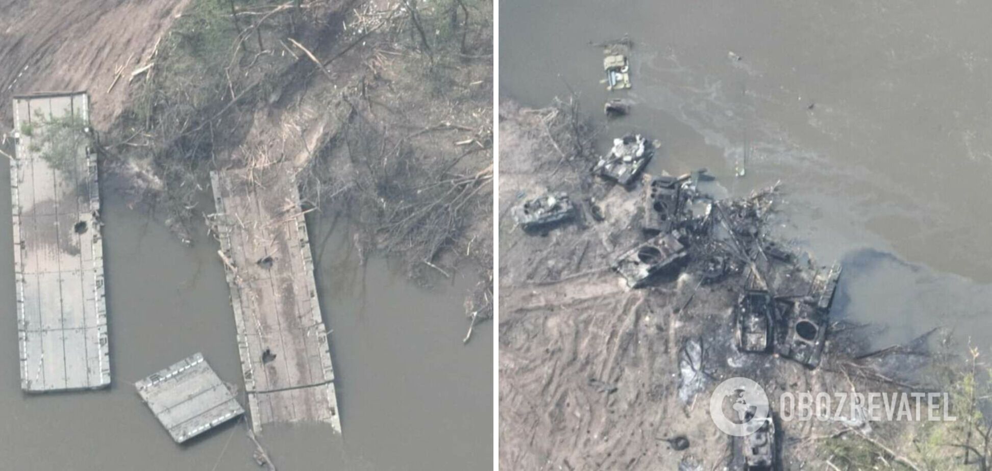 Украинские артиллеристы уничтожили понтонную переправу оккупантов на Северском Донце. Фото и видео