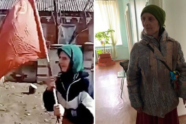 'Бабушка с красным флагом'