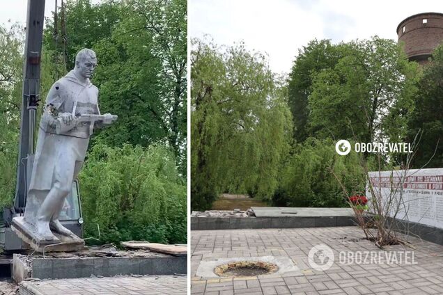 В Червонограде на Львовщине снесли советский памятник: стелу оставили. Фото и видео