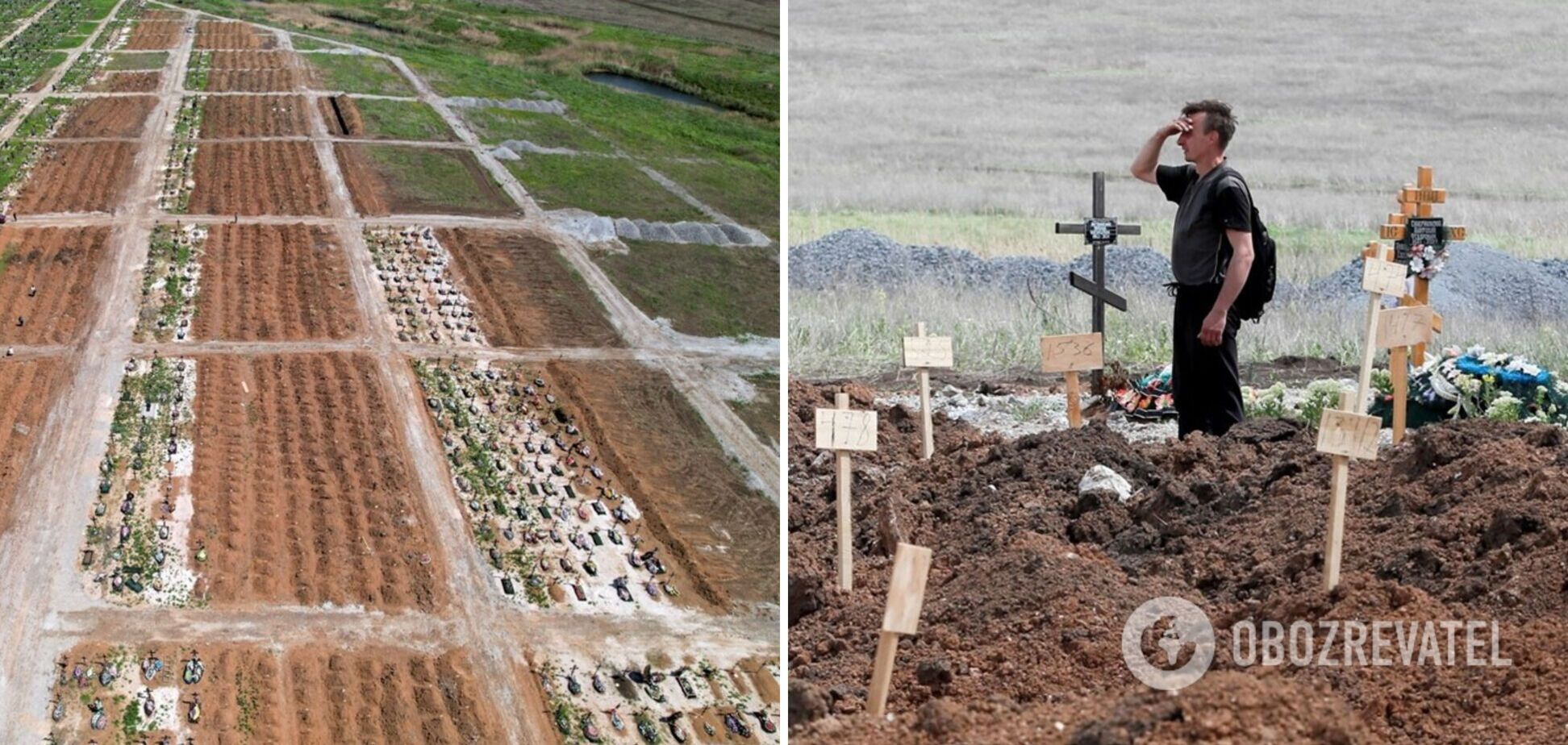 На кладбище под Мариуполем появились новые могилы. Фото с дрона