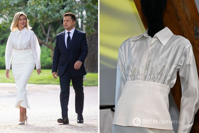 Роскошный наряд Елены Зеленской выставили на аукцион: первая леди надевала его на День Независимости 2021 года. Фото