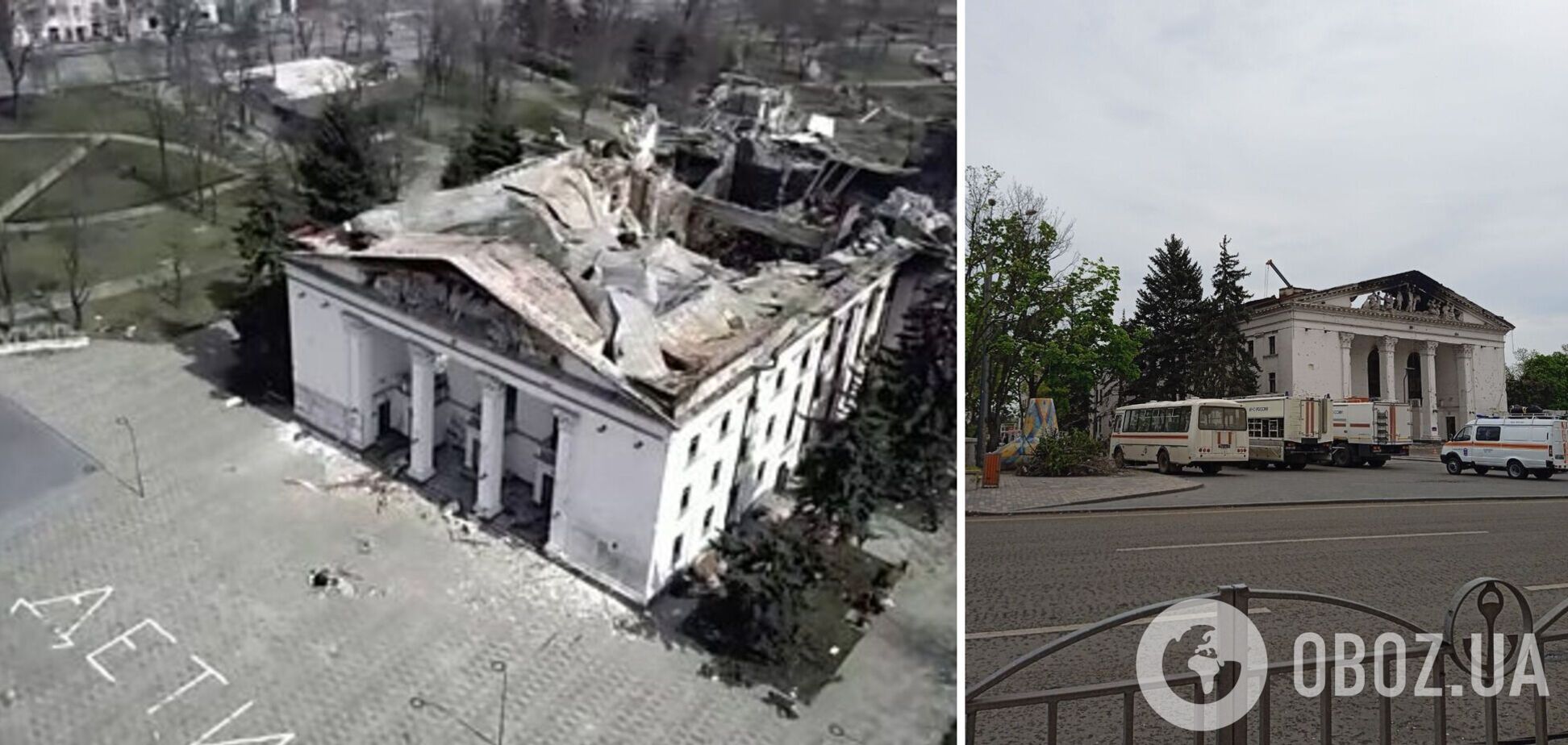 Оккупанты второй день подряд грузовиками вывозят тела погибших в драмтеатре Мариуполя