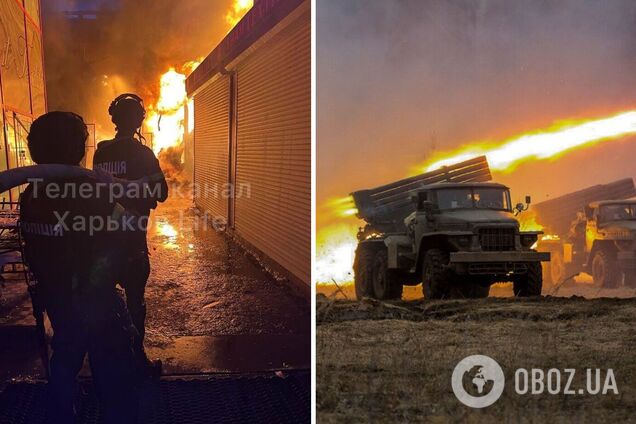 В Харькове из-за вражеского обстрела загорелся рынок: огонь уничтожил торговые павильоны. Видео