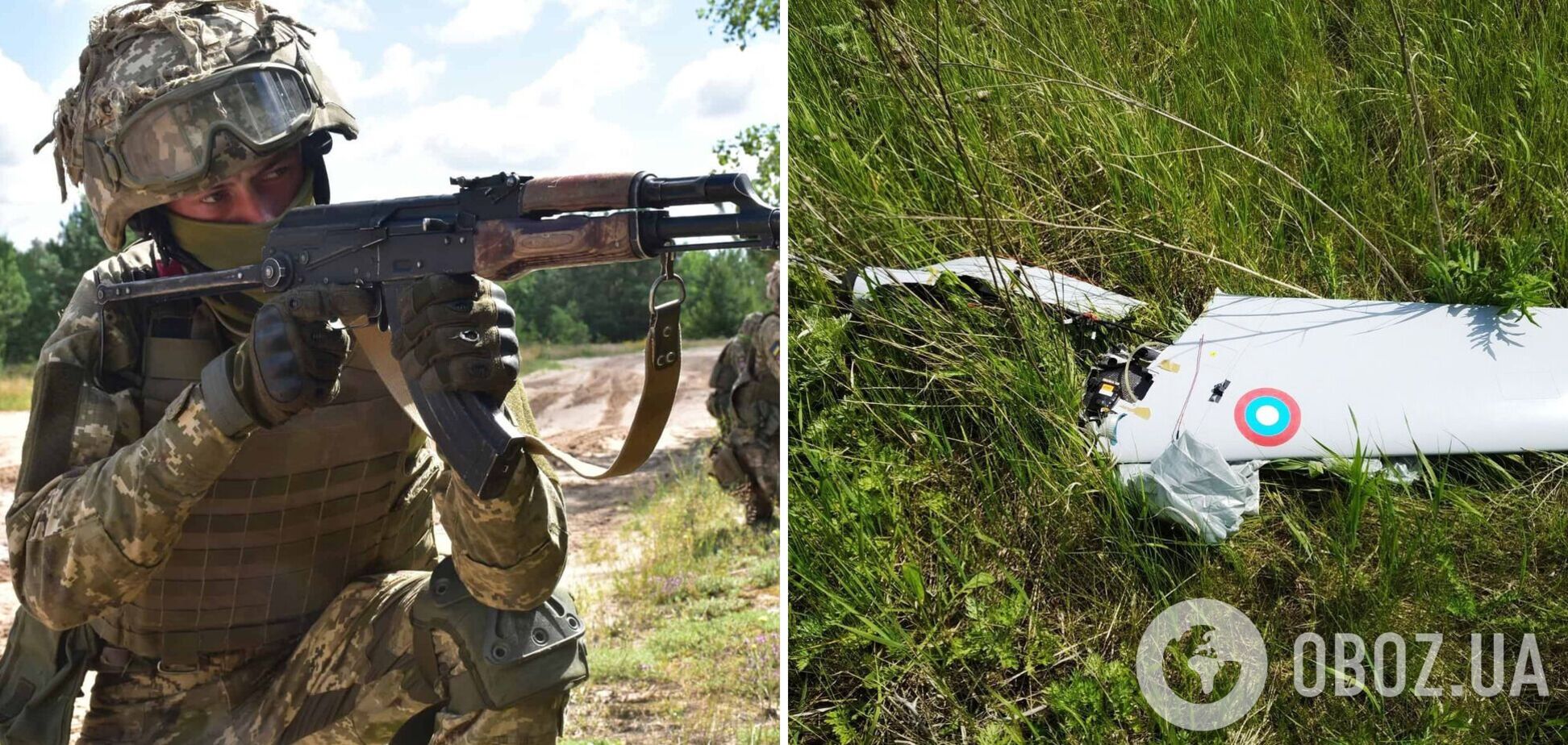Бойцы ВСУ с помощью автомата Калашникова 'приземлили' вражеский БПЛА. Фото