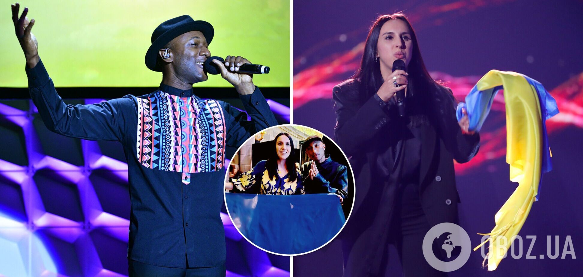 Фаррелл Уильямс, Алоэ Блэк и Джамала с украинским флагом выступили в поддержку Украины в Нью-Йорке