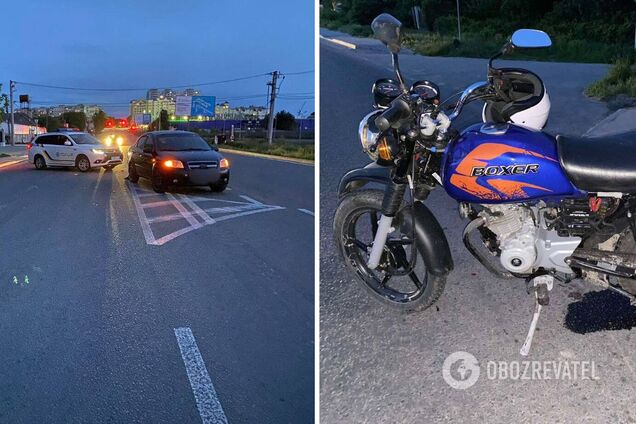 Мотоциклист на скорости протаранил легковушку