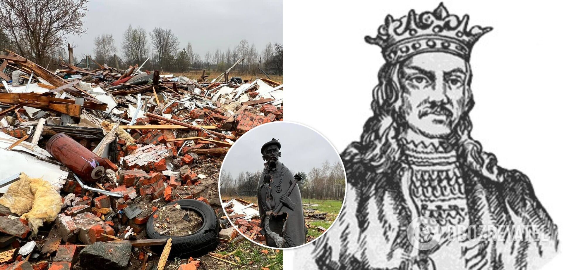 Фігура галицького князя-святителя, який у ХIV ст. боровся з ордою, вціліла після удару російської ракети. Фото