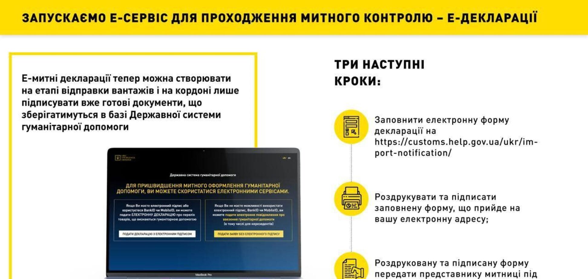 В Украине заработала таможенная Е-декларация для гуманитарных грузов