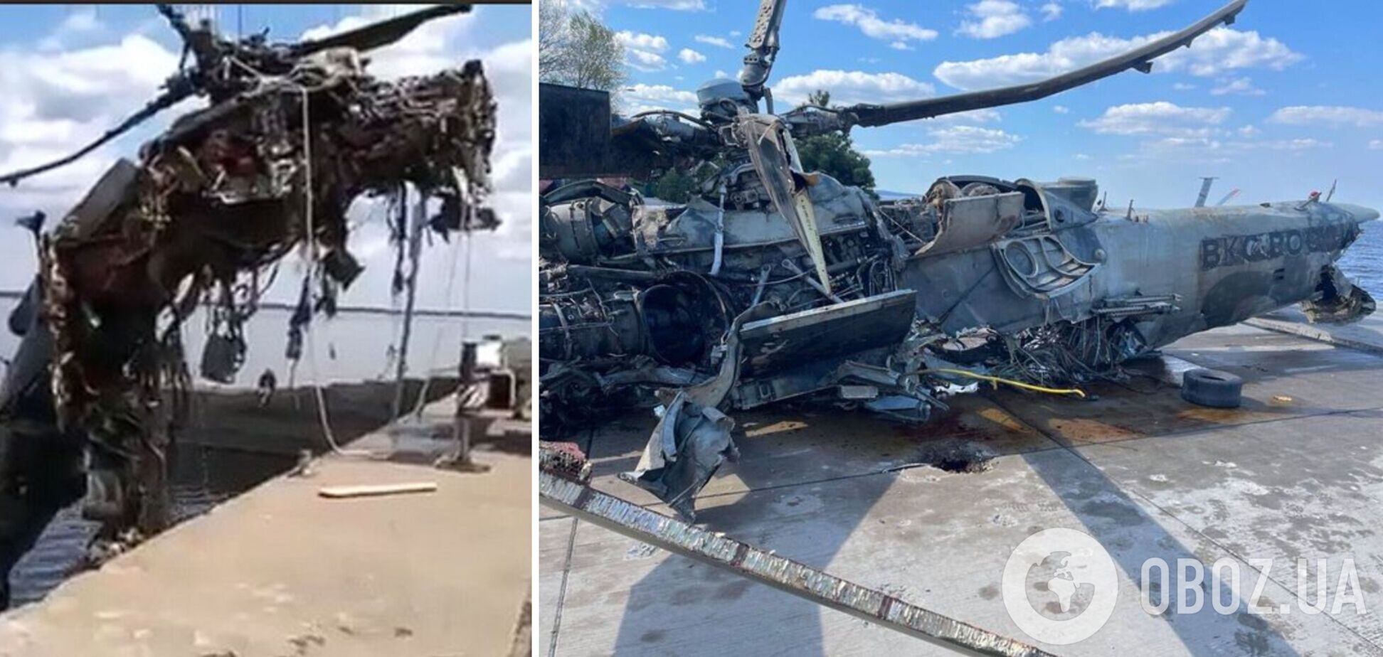 Збитий гелікоптер окупантів підняли з дна річки