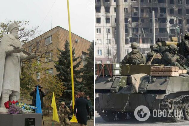 Під Маріуполем окупанти знесли пам'ятник Сагайдачному, встановлений 'Азовом'