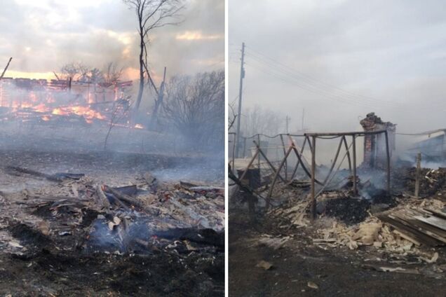 В Омской области горела деревня
