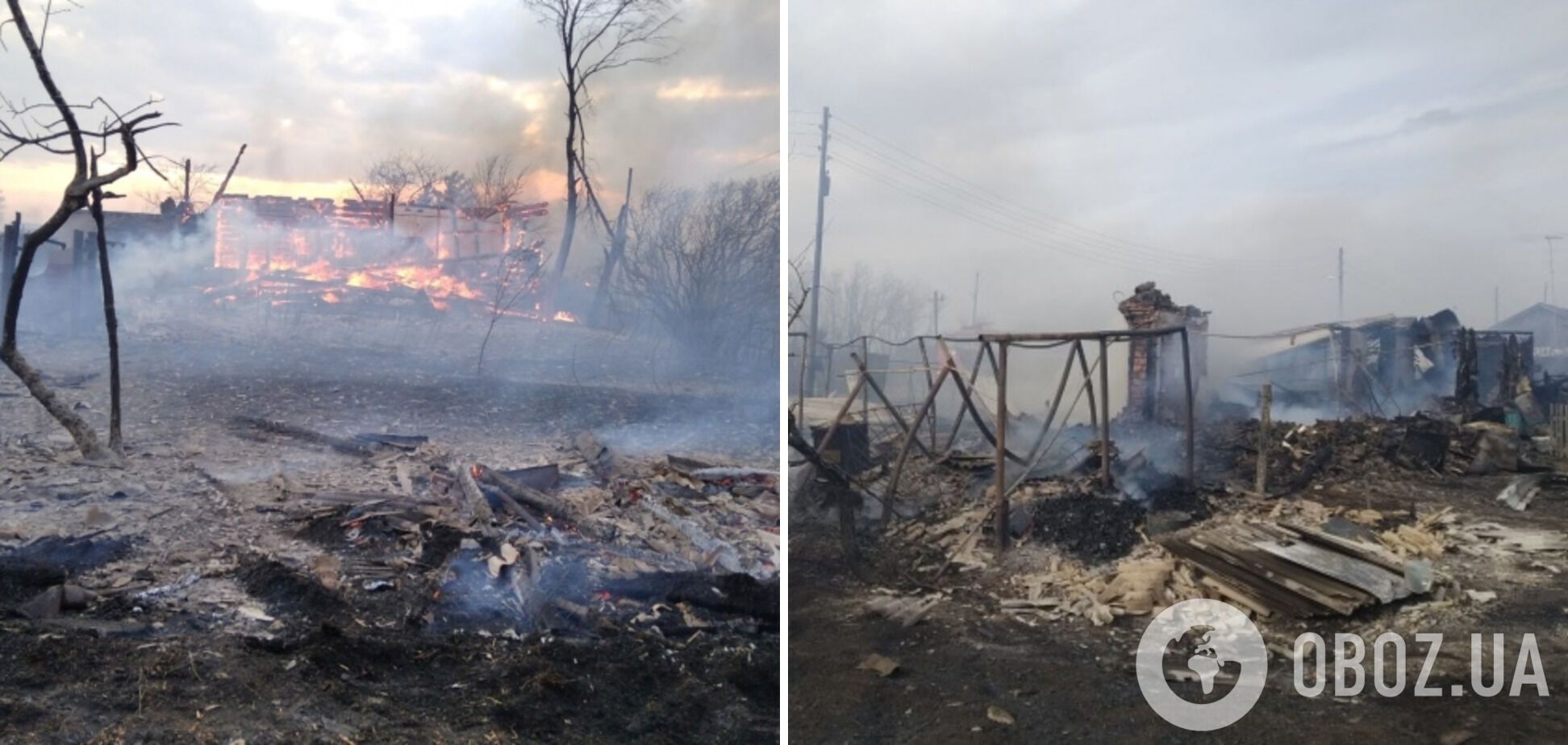 В Омской области горела деревня