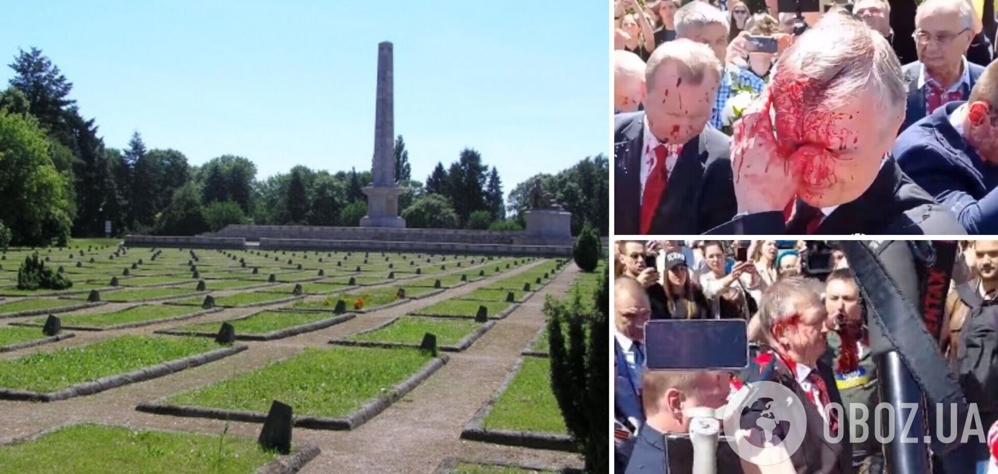 На кладбище советских солдат российского посла в Польше облили краской