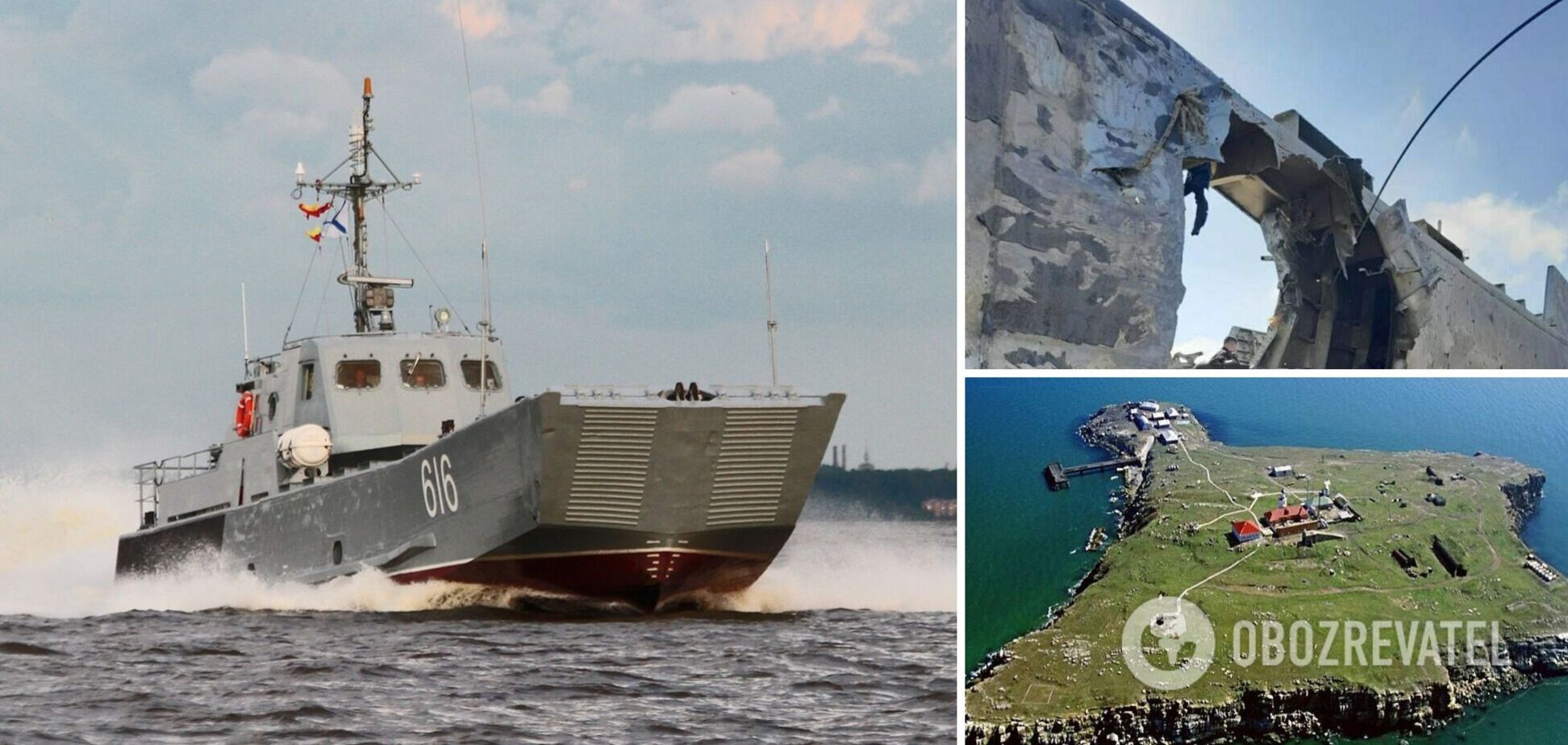 Тут был Байрактар: появилось фото повреждений вражеского катера 'Серна', затопленного возле острова Змеиный