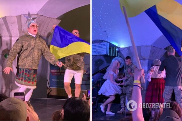 'Геть з України, москаль некрасівий': Верка Сердючка в военной форме спела для защитников в киевском метро. Фото и видео