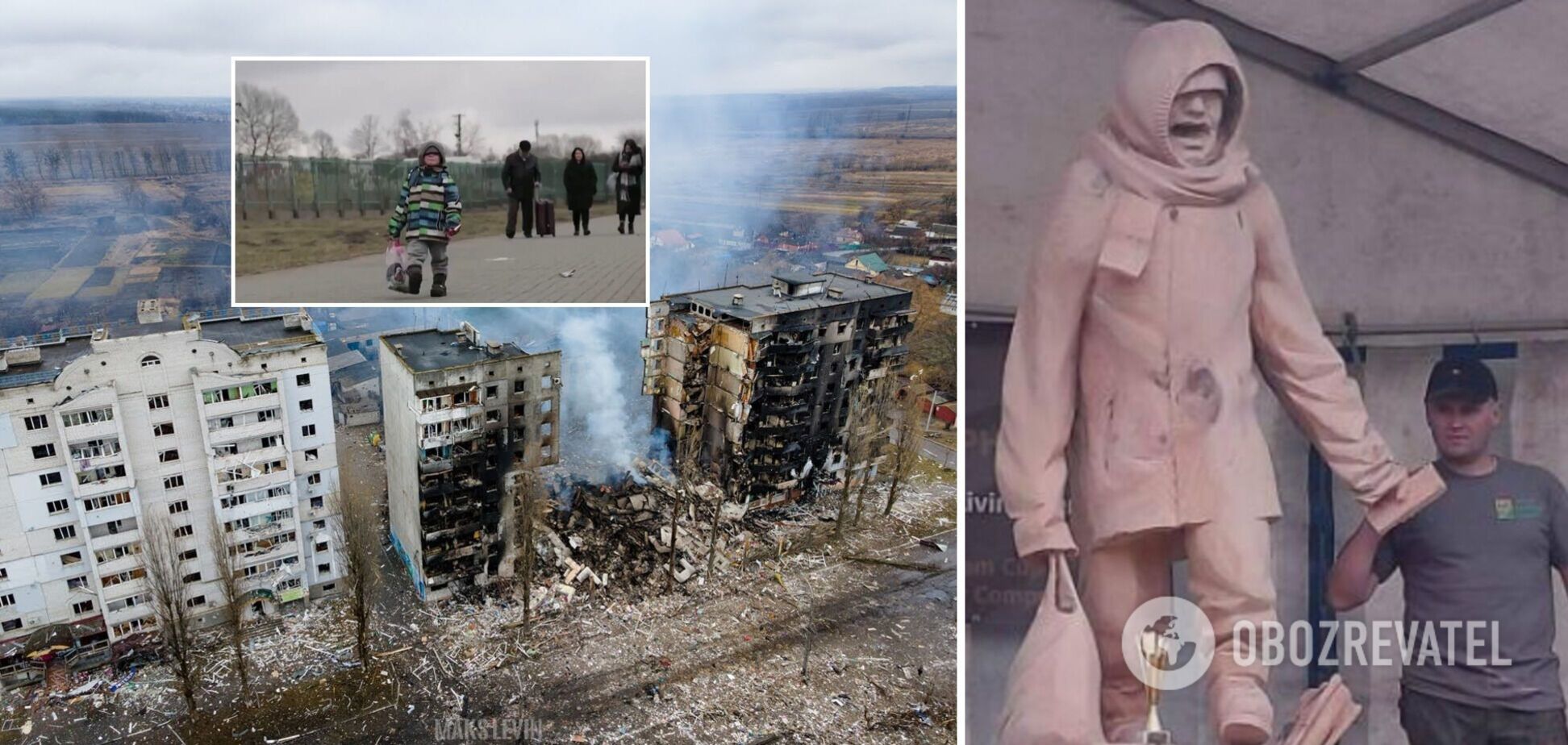 Скульптор создал статую из дерева, посвященную украинскому ребенку-беженцу