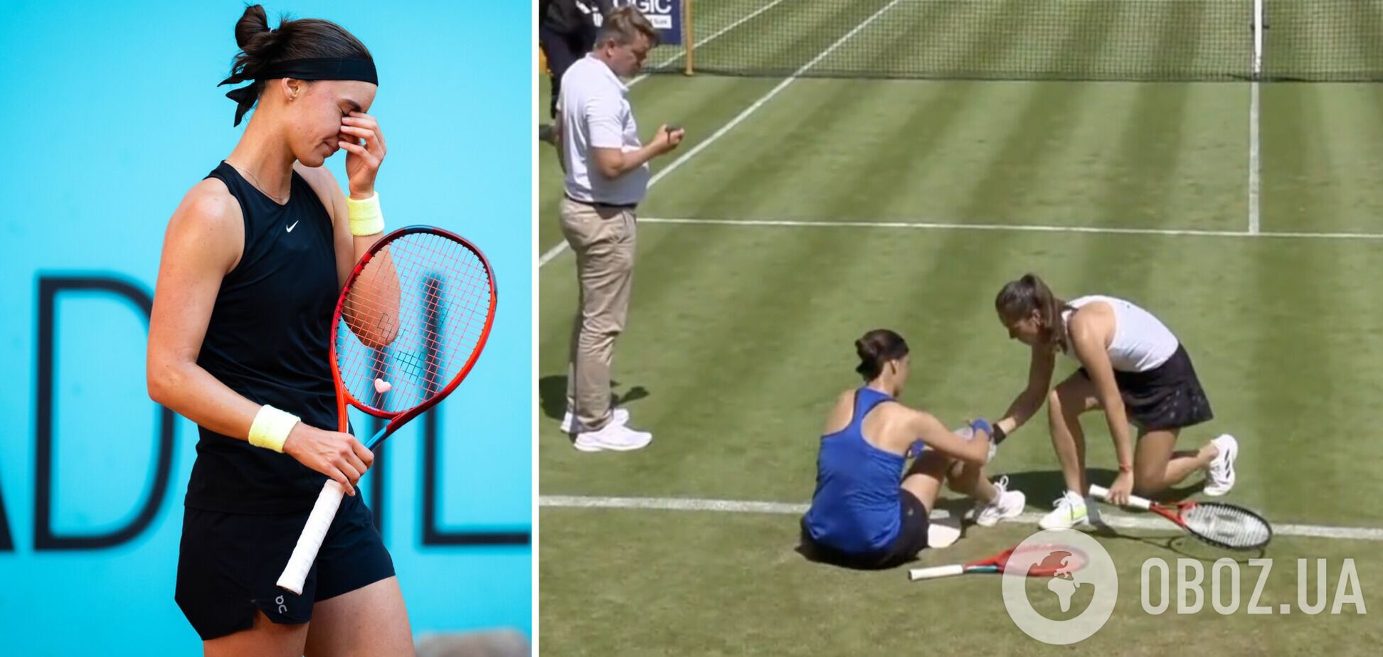 Російська тенісистка допомогла українці, коли вона впала на корт і зі сльозами на очах схопилася за ногу