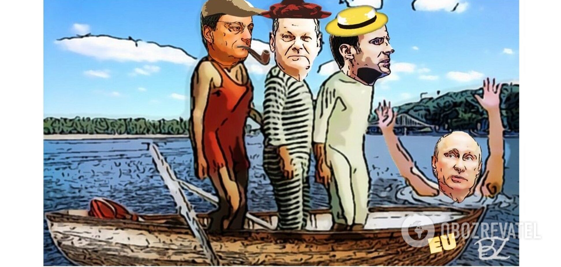 Шольц, Макрон і Драгі: троє в човні – до Києва, не рахуючи шаленого собаки за бортом