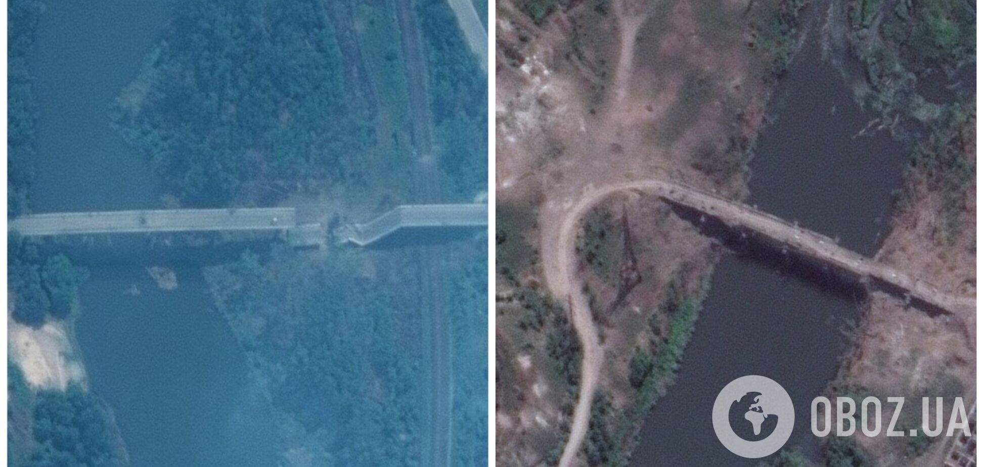 В Maxar показали спутниковые фото разрушенных оккупантами мостов на Луганщине