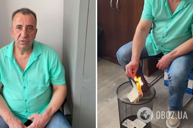 'Мені соромно, що я служив': майор поліції РФ у запасі виступив проти війни та спалив свій військовий квиток. Відео