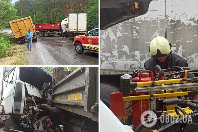 Одного з водіїв затиснуло в кабіні