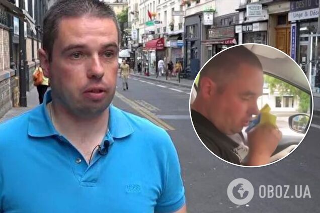 Во Франции россиянин высморкался во флаг Украины: его фото и номер телефона слили в сеть