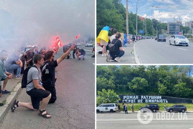 Погибшего активиста встретили стоя на коленях