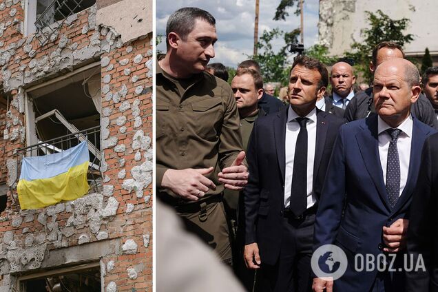 Чи варто думати про обличчя Путіна? Фоторепортаж візиту Шольца, Макрона та Драгі до знищеного військами РФ Ірпеня