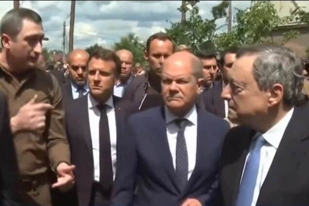 Макрон, Шольц та Драгі відвідали Ірпінь, де скоювали звірства російські окупанти. Відео