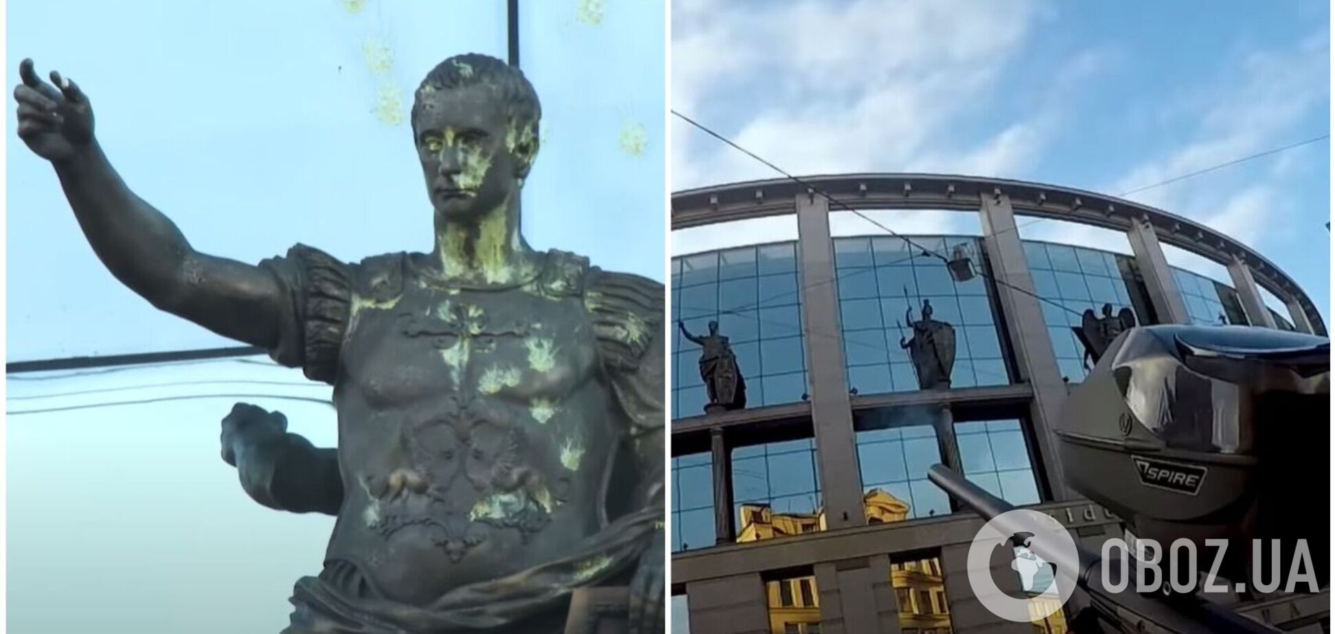 У Санкт-Петербурзі обстріляли статую Путіна в образі римського імператора. Відео