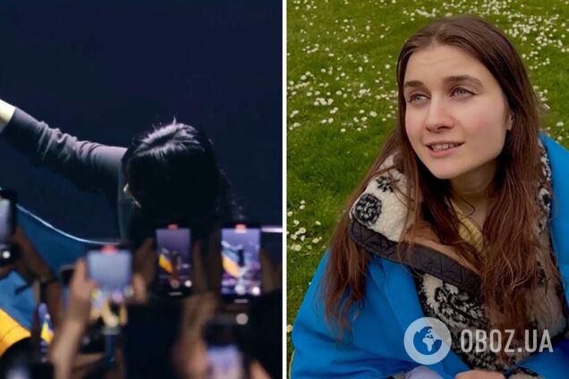 Билли Айлиш на концерте поцеловала украинский флаг, который ей из зала передала Jerry Heil