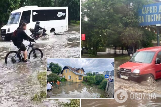 Украину накрыла непогода: в Днепре и Ивано-Франковске на улицах тонули машины, а Харьков засыпало градом. Фото и видео