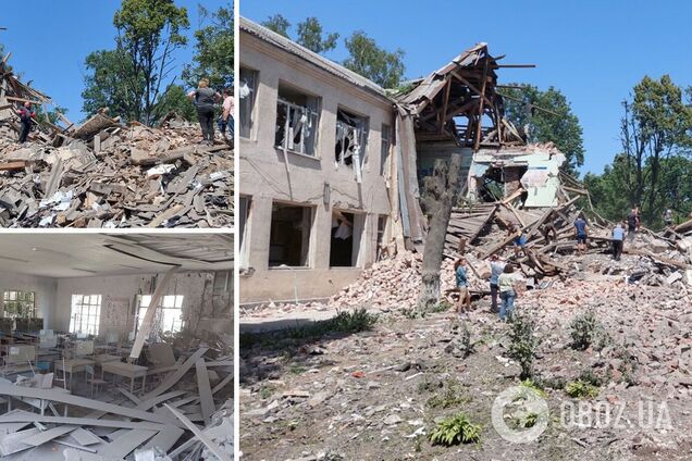 Окупанти вдарили по ліцею, де розміщувався волонтерський пункт: з'явилися фото наслідків ракетного удару РФ по Люботину