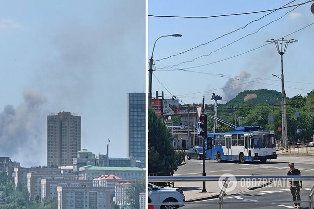 В окупованому Донецьку горить склад із російськими боєприпасами. Фото і відео