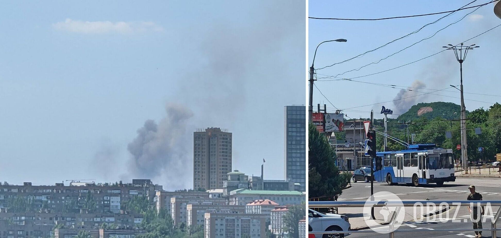 В оккупированном Донецке горит склад с российскими боеприпасами. Фото и видео