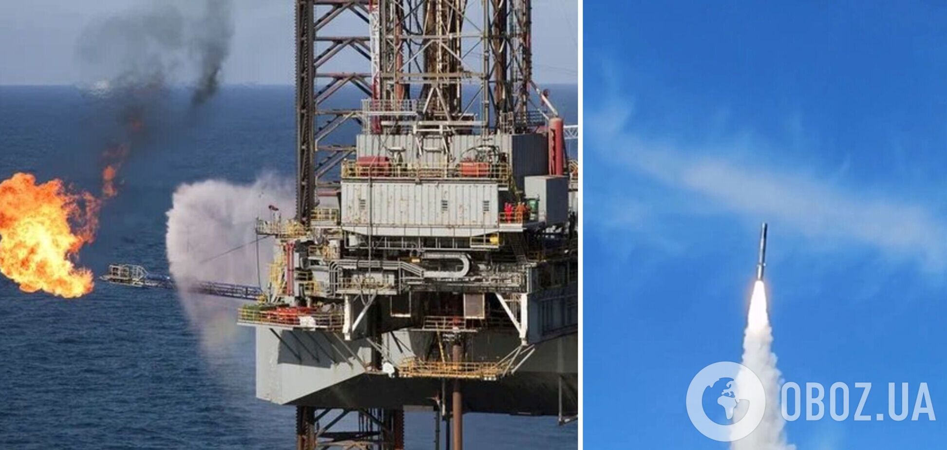 В Крыму не могут потушить пожар на 'вышках Бойко': огонь перекинулся на скважину