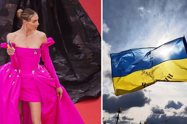 Українська модель Аліна Байкова таємно пронесла синьо-жовтий прапор в ліфі на червону доріжку в Каннах. Фото