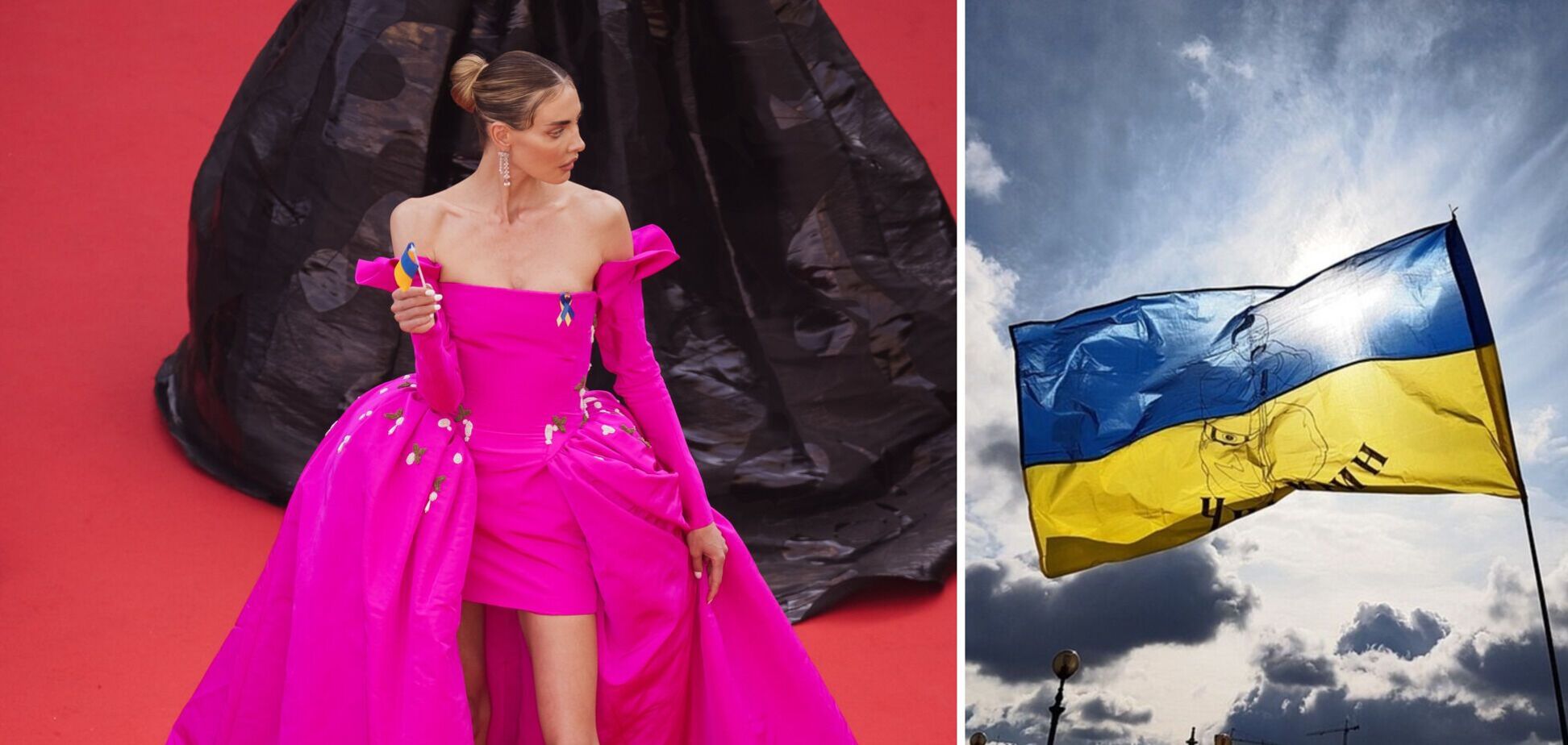 Украинская модель Алина Байкова тайно пронесла сине-желтый флаг в лифе на красную дорожку в Каннах. Фото