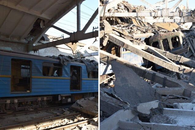 Последствия ракетного удара РФ по стоянке поездов в Харькове