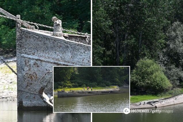 В Италии из-за засухи показалась затопленная баржа