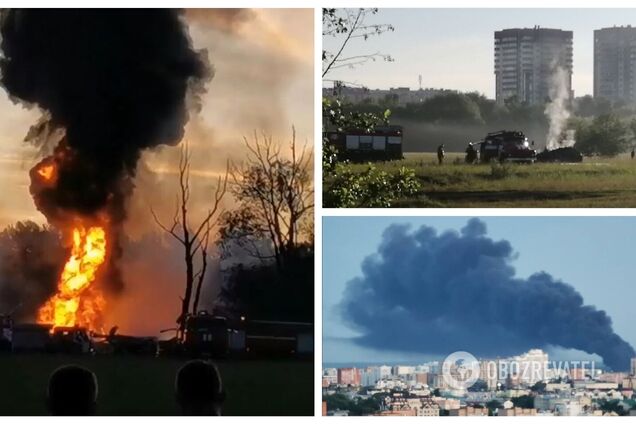 В России разбился военный самолет, борт охватил сильный пожар. Момент крушения попал на видео