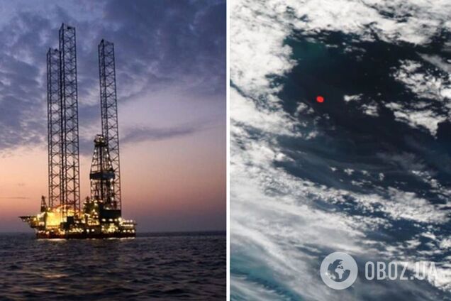 NASA показало фото Черного моря из космоса, где третий день горят уничтоженные позиции армии РФ на 'вышках Бойко'