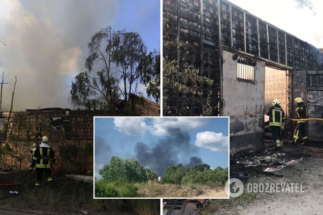 В Киеве сгорела станция техобслуживания авто: появились фото и видео с места инцидента