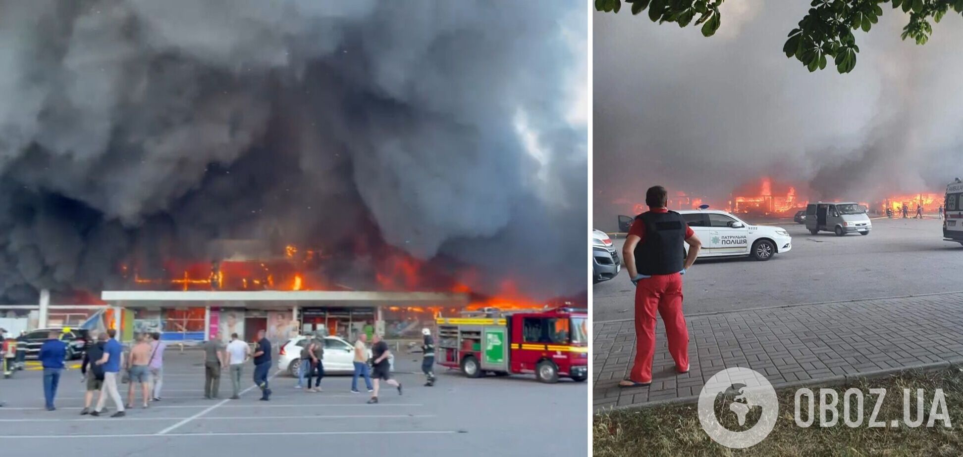 Усе в диму та вогні: з'явилося відео з ТЦ 'Амстор' у Кременчуці, куди окупанти вдарили ракетами