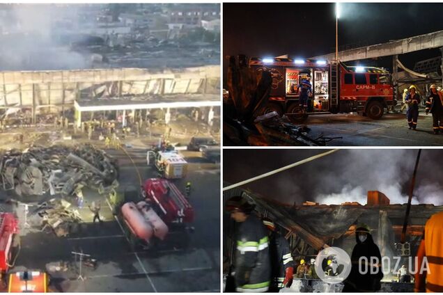 Спасатели работали всю ночь: в сети показали уничтоженный ракетным ударом ТЦ в Кременчуге с высоты. Видео