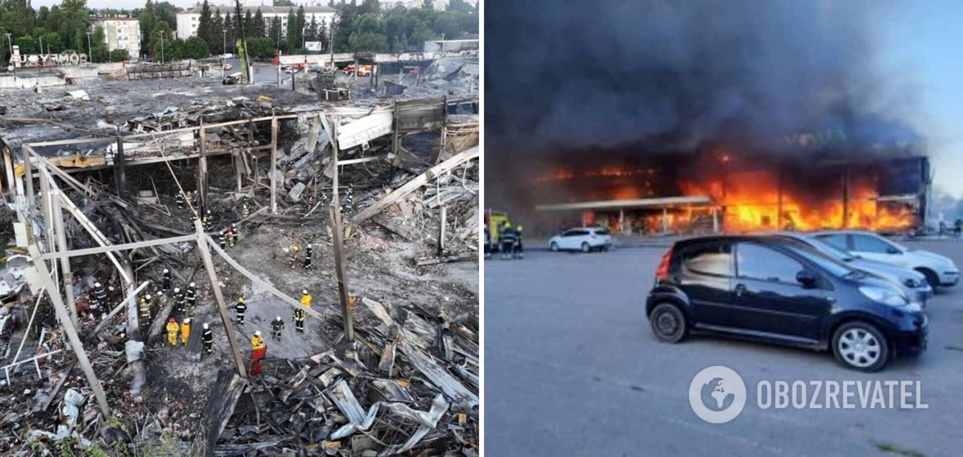 У мережі з'явилося відео перших хвилин після удару РФ по ТЦ у Кременчуці